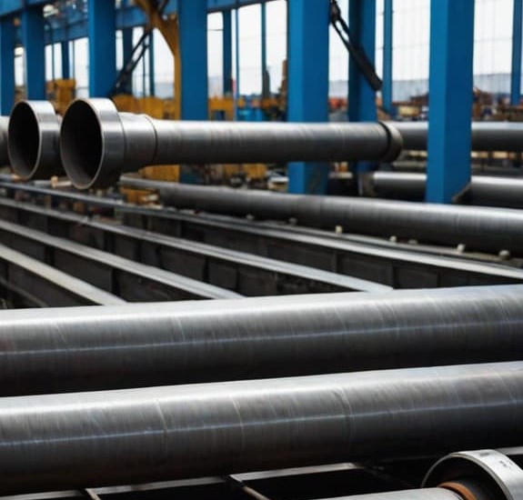 oil and gas services steel pipes on racks image